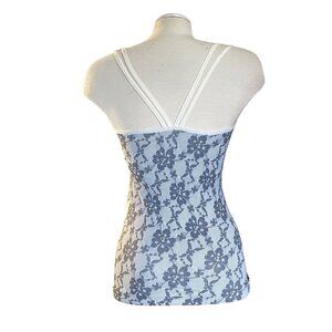 Spiritual Gangster Floral Lace Racerback Tank Top Sz XS/Small Womens Gray White
